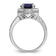 Rhodium Over Sterling Silver Polished Blue and White Cubic Zirconia Halo Ring