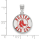 Rhodium Over Sterling Silver MLB LogoArt Boston Red Sox Enamel Pendant