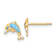 14k Yellow Gold Children's Polished Blue and White Enameled Dolphin Stud Earrings