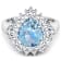 3.19ctw Blue Aquamarine and Diamond 14K White Gold Halo Ring