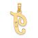 14k Yellow Gold Script Letter T Initial Pendant