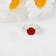 Red Lab Created Ruby with Moissanite Accent Rhodium Over Sterling Silver Ring