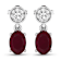 1.70ctw 14K White Gold  Red Ruby and White Diamond Halo Earrings
