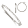Sterling Silver Diamond-cut 4mm Bangle and 3mm Hoop Earring Set