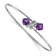 Rhodium Over 14k White Gold Diamond and Amethyst Flexible Bangle