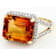 Citrine Rectangular Octagonal And White Diamond Halo Ring In Solid 14K
Yellow Gold 4.55ctw