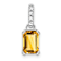Rhodium Over 10k White Gold 1 ctw Citrine and Accent Diamond Pendant