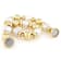Cultured Freshwater Pearl And Bead Station Bracelet In 18K Gold Over
Bronze 8mm Magnetic Clasp