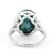 Oval Composite Turquoise Ring With CZ Accents In Rhodium Over Brass 0.39ctw