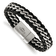 Black Leather and Stainless Steel Brushed 8.5-inch Bracelet
