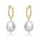 Pear Shape Freshwater Pearl Drop Earrings In 14K Gold Over Sterling Silver
