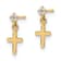 14K Yellow Gold Children's Cubic Zirconia Cross Dangle Earrings