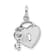 Rhodium Over Sterling Silver Cubic Zirconia Glitter Infused Heart and
Key Pendant