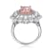 Morganite Cubic Zirconia, Rhodium Plated over Sterling Silver Halo Ring