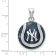 Rhodium Over Sterling Silver MLB LogoArt New York Yankees Enameled Pendant