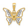 14K Two-tone Gold  Textured Diamond Butterfly Pendant
