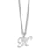 Rhodium Over Sterling Silver Letter K Initial Necklace
