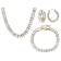 Crystal Tennis Necklace, Bracelet, and Earring Set in Gold Tone