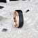 STEPHEN Rose Gold Plated Black Titanium Flat Brushed Wedding Ring With
Beveled Polished Edges 8mm