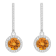 6mm Round Citrine 1/3 ctw Diamond Rhodium Over Sterling Silver Halo
Dangle Earrings