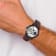 Charles Hubert Men's Black IP-plated Leather Band 46mm Dual Time Watch
