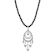 Black Bead Crystal Filigree Teardrop Pendant Necklace 15" Adj.
