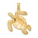 14k Yellow Gold Large Textured Swimming Sea Turtle Charm