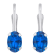 6x4mm Oval Lab Created Sapphire Rhodium Over 10k White Gold Drop Earrings