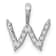 Rhodium Over 14K White Gold Lab Grown Diamond Letter W Initial Pendant