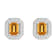 6x4mm Emerald Cut Citrine 1/5 ctw Diamond Rhodium Over Sterling Silver
Halo Stud Earrings