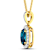 1.10ctw 14K Yellow Gold Blue London Blue Topaz and White Diamond Pendant
with 18 inch Cable Chain