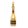 14k Yellow Gold Polished 3D Black Enameled Champagne Bottle Pendant