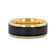 GASTON Gold Plated Tungsten Polished Beveled Ring with Brushed Black
Center 8mm