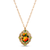 Yellow Base Metal Oval Orange Tulip Decal Necklace 18"