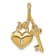 14K Yellow Gold Polished and Textured Key Tied to Heart Lock Charm