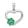 Rhodium Over 10k White Gold Heart Flower Pendant with Accent Diamond and
0.3 ctw Emerald Gemstone