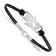 Rhodium Over Sterling Silver NHL LogoArt San Jose Sharks Leather Bracelet