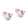 Rhodium Over Sterling Silver Enamel Unicorn Post Earrings