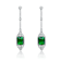 Emerald Color CZ Square Drop Earrings In Sterling Silver