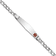 Rhodium Over 14k White Gold Medical Soft Diamond Shape Red Enamel Cuban
ID Bracelet