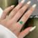 Lab Created Emerald and Moissanite Rhodium Over Sterling Silver 3-Stone Ring