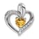 Rhodium Over 14k White Gold Citrine and Diamond Heart Pendant