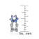 Sapphire Color CZ Flower Stud Earrings In Sterling Silver