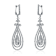 CZ Triple Outline Teardrop Drop Earrings In Sterling Silver