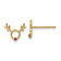 14K Yellow Gold Red Cubic Zirconia Reindeer Post Earrings