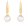 White Cultured Akoya Pearl 14k Yellow Gold Earrings 7-7.5mm