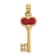 14k Yellow Gold Polished 3D Red Enameled Heart Key Charm