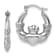 Rhodium Over 14k White Gold Textured 11/16" Claddagh Hoop Earrings