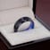 RIGEL Flat Beveled Edges Black Tungsten Ring with Brushed Center and
Vibrant Blue Ceramic Inside 8mm