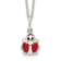 Sterling Silver Polished Black and Red Enameled Ladybug Children's Necklace